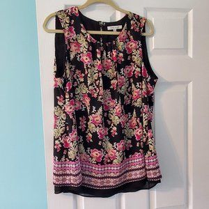 Womens Plus 1x Rose and Olive Sleeveless Shirt Summer Spring